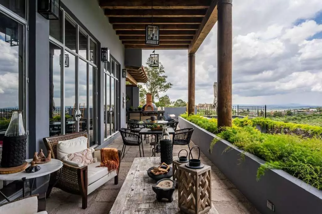 Casa Azul — Balcones, San Miguel de Allende — photo 21 — panoramic terrace with refined outdoor living