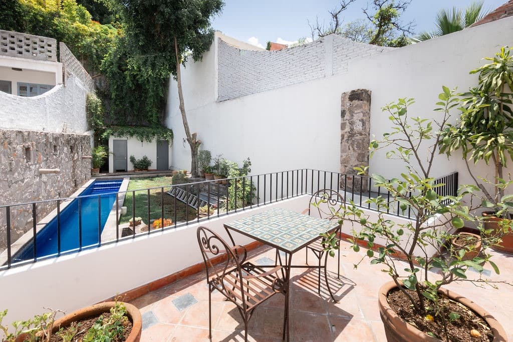 CASA TENERIAS — Centro, San Miguel de Allende — photo 7 — sunny terrace, poolside living perfected