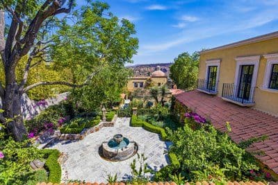 Casa Santuario — Balcones, San Miguel de Allende — photo 5 — charming courtyard, fountain, mountain views