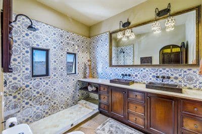 Casa Santuario — Balcones, San Miguel de Allende — photo 14 — artisan-tiled spa-like master bath