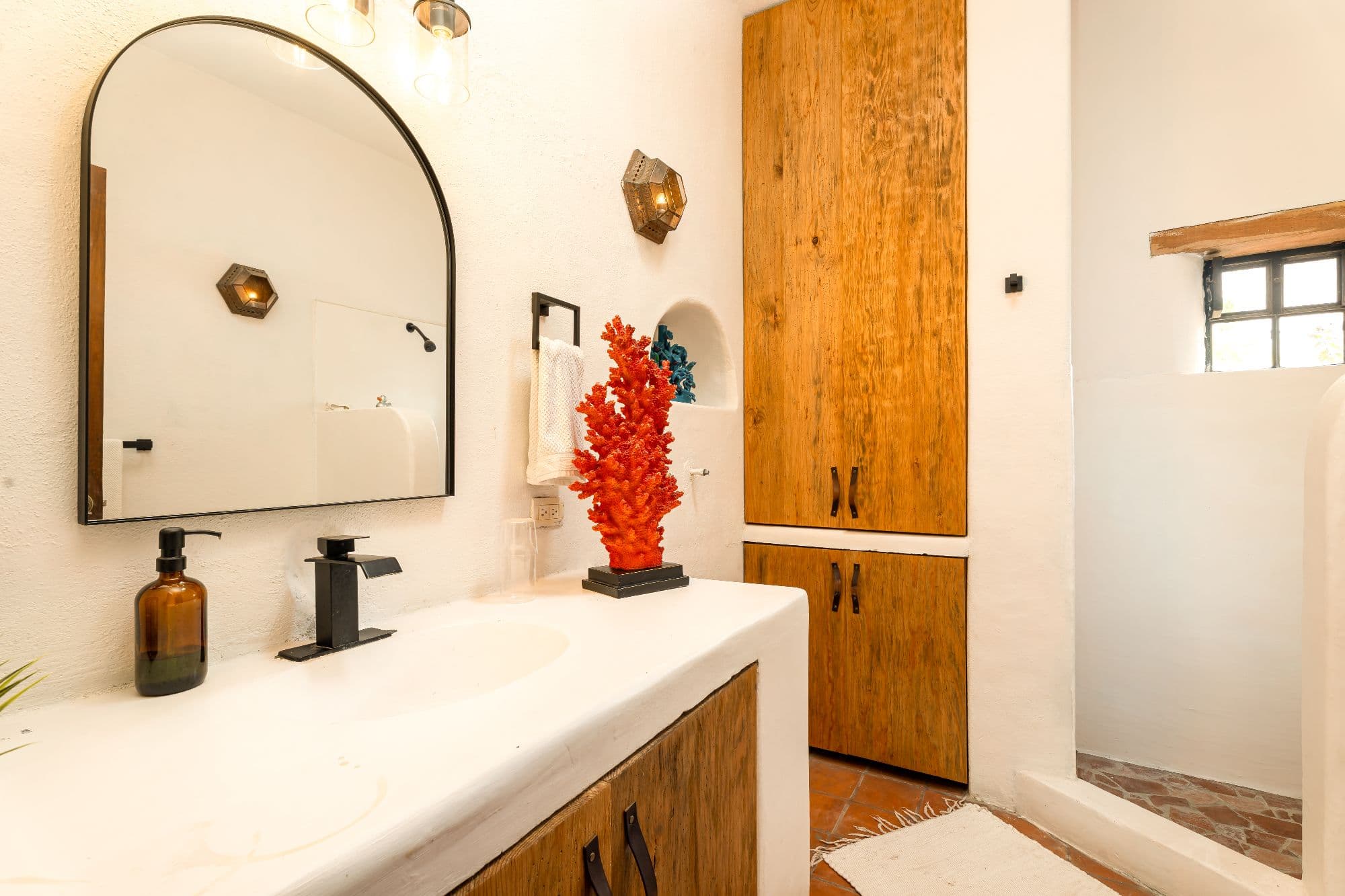Ranchito Tierra y Cielo — Xote Area, San Miguel de Allende — photo 6 — artisan bathroom with warm rustic elegance