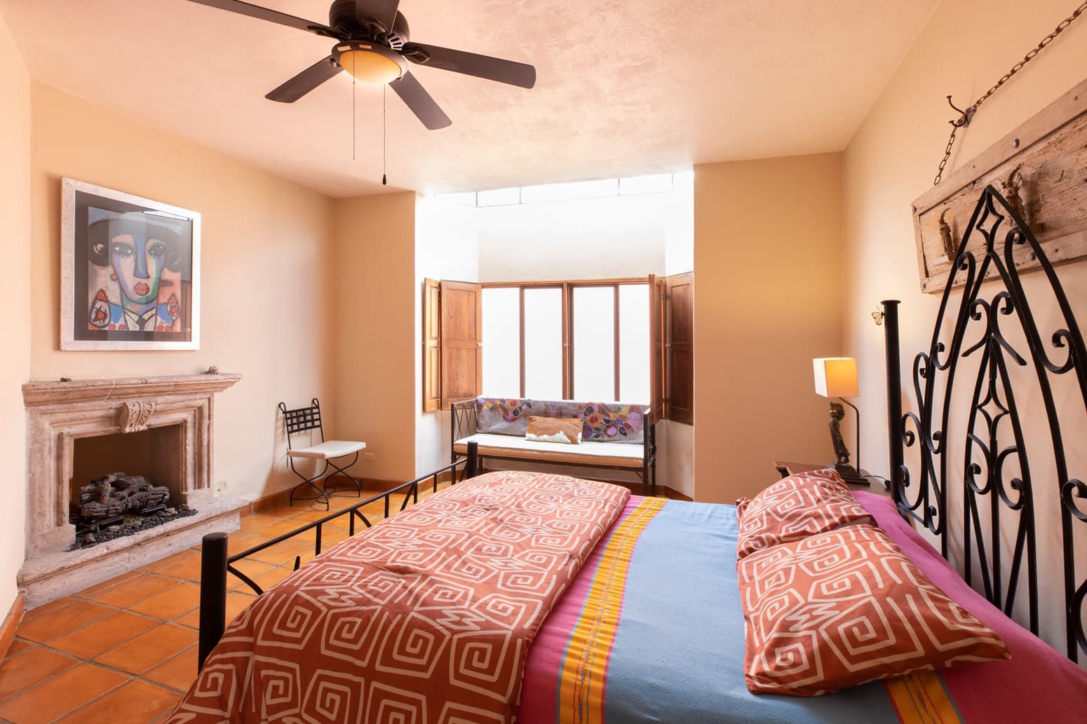 Casa Brillante — San Antonio, San Miguel de Allende — photo 10 — luminous colonial bedroom, artisan details
