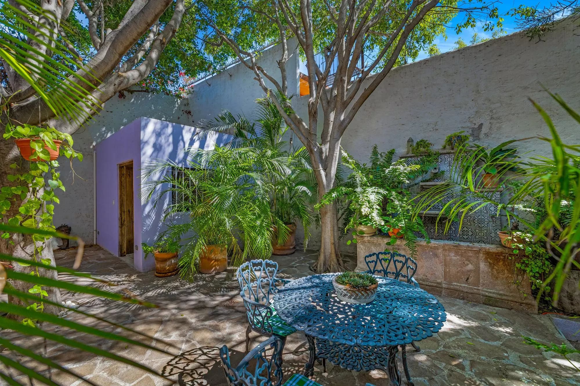 Casa Entre Arboles — San Antonio, San Miguel de Allende — photo 5 — serene courtyard, dappled shade, vibrant charm