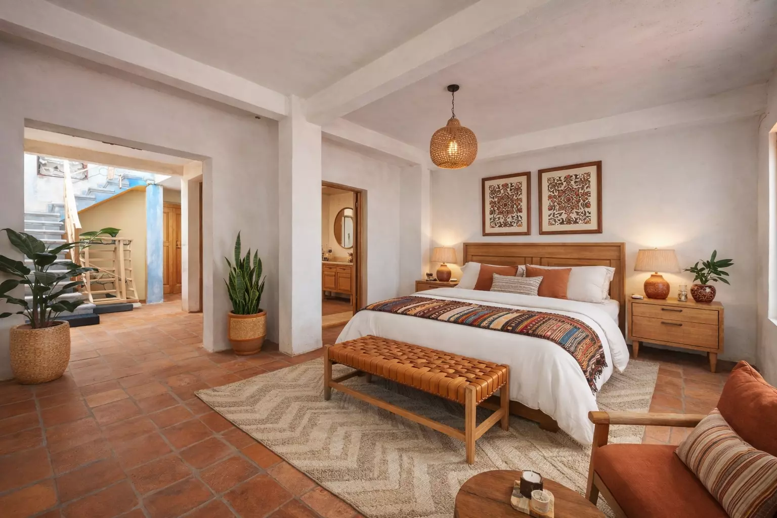 Condominios del Rosal — San Antonio, San Miguel de Allende — photo 7 — luminous master suite with colonial charm