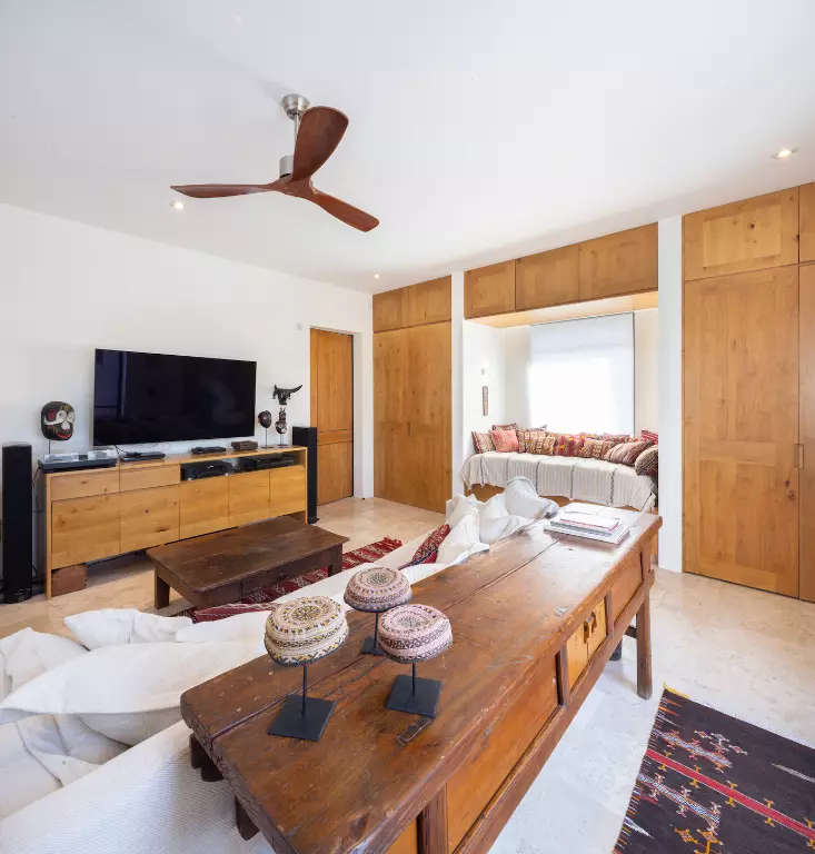 Casa Luz — Balcones, San Miguel de Allende — photo 3 — spacious living area, warm wood throughout