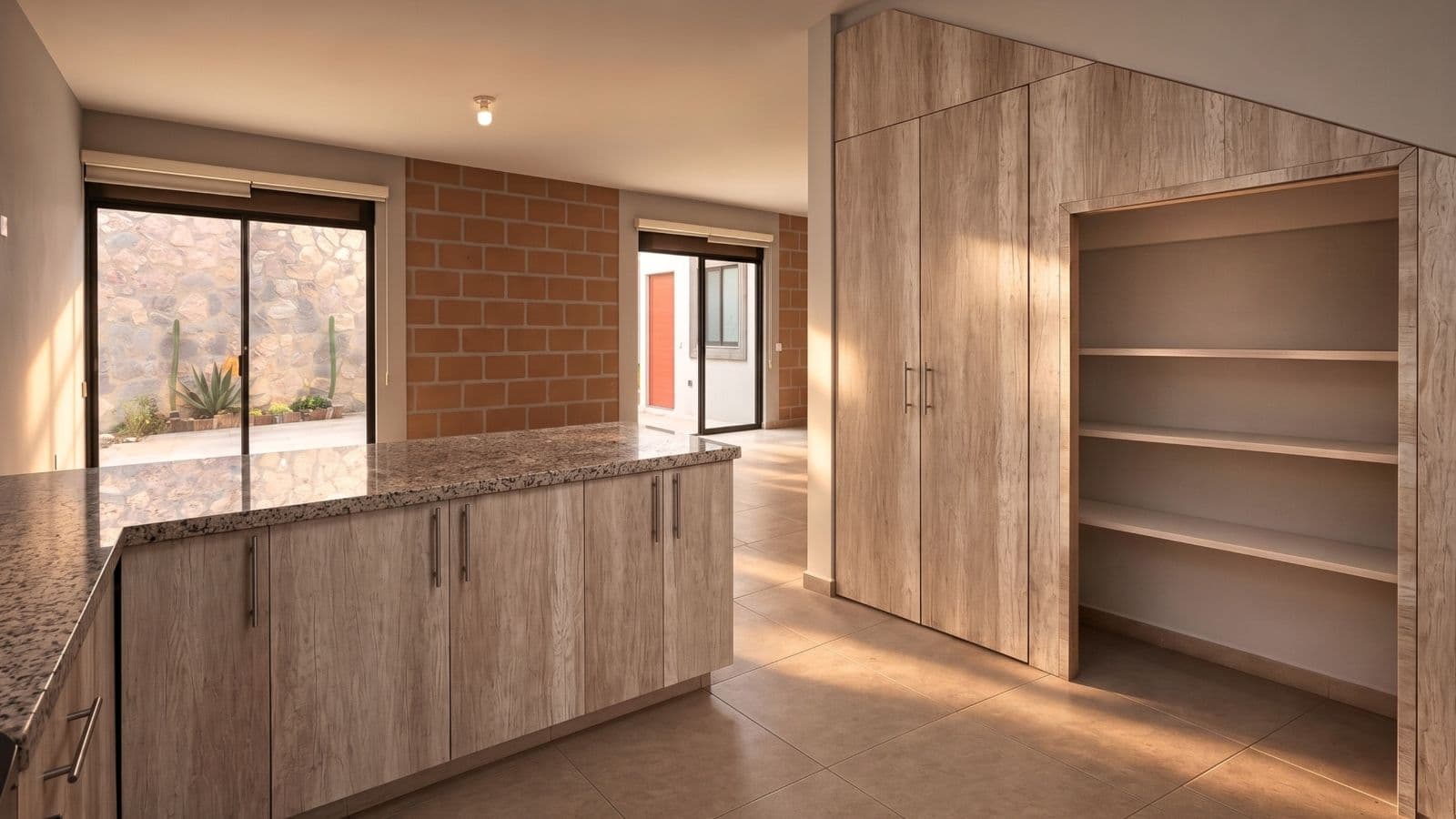 Casa Aura — Antigua Residencial, San Miguel de Allende — photo 6 — warm-lit open kitchen with garden views