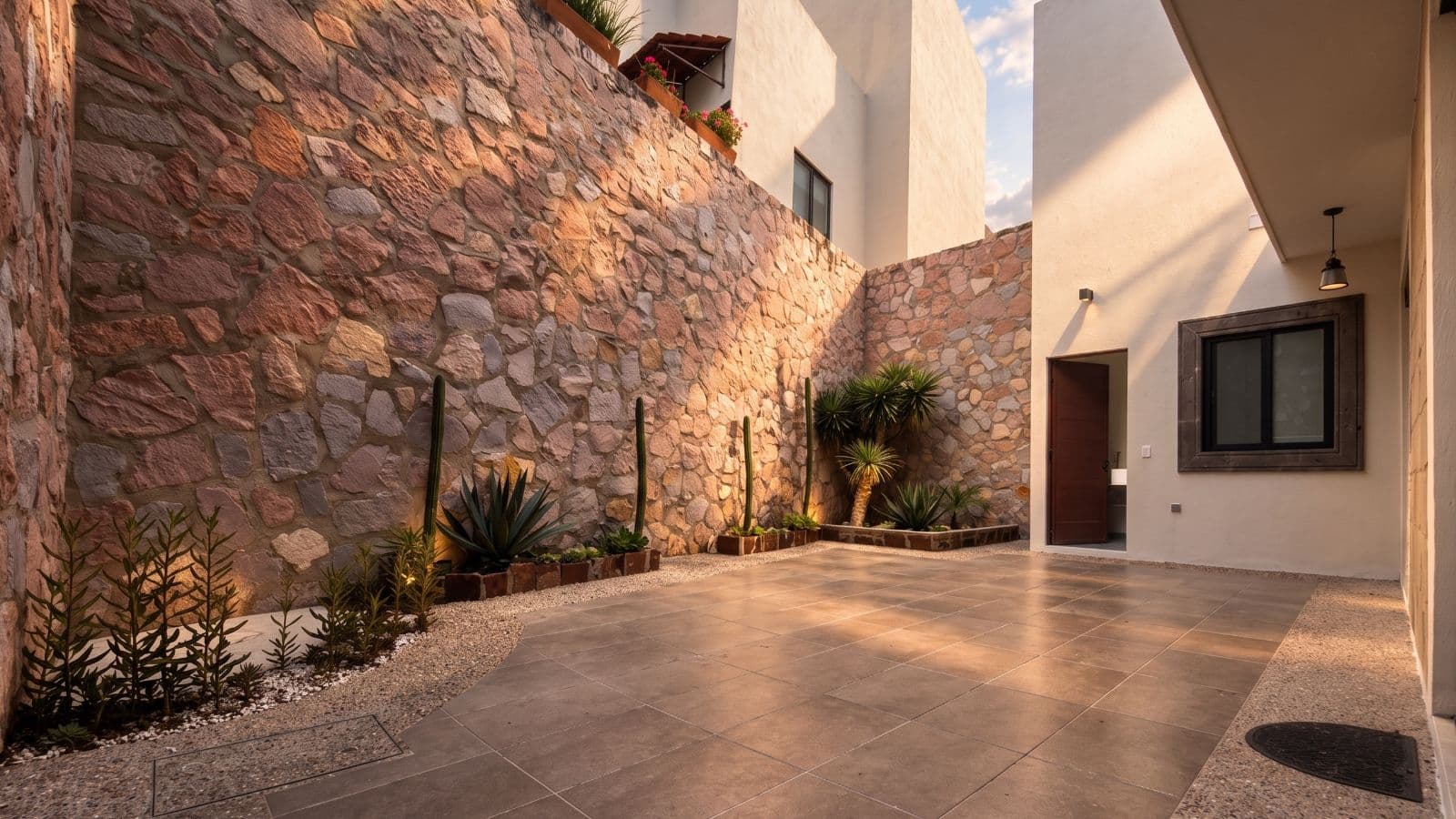 Casa Aura — Antigua Residencial, San Miguel de Allende — photo 10 — charming courtyard with rustic stone walls