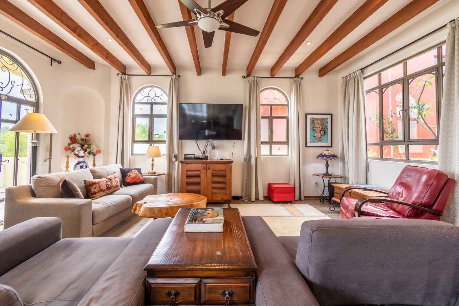 Casa Dar — El Capricho, San Miguel de Allende — photo 10 — rustic-elegant living with soaring beams