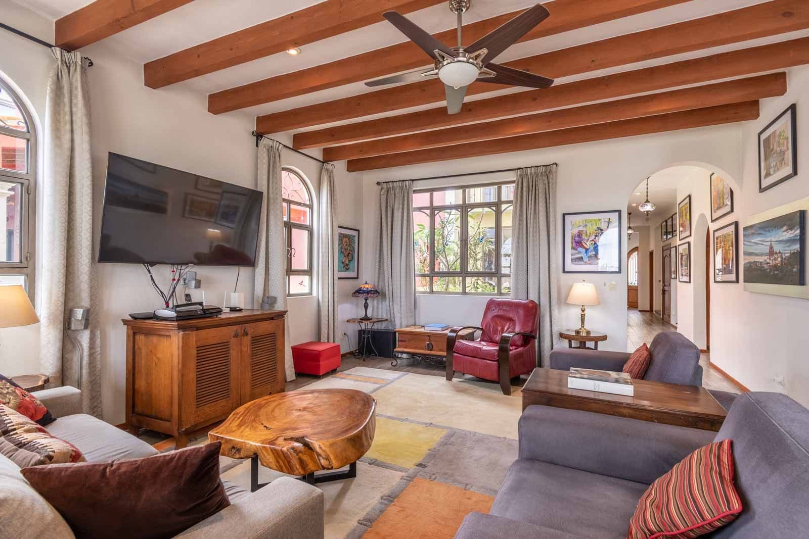 Casa Dar — El Capricho, San Miguel de Allende — photo 13 — rustic-chic living with exposed beams