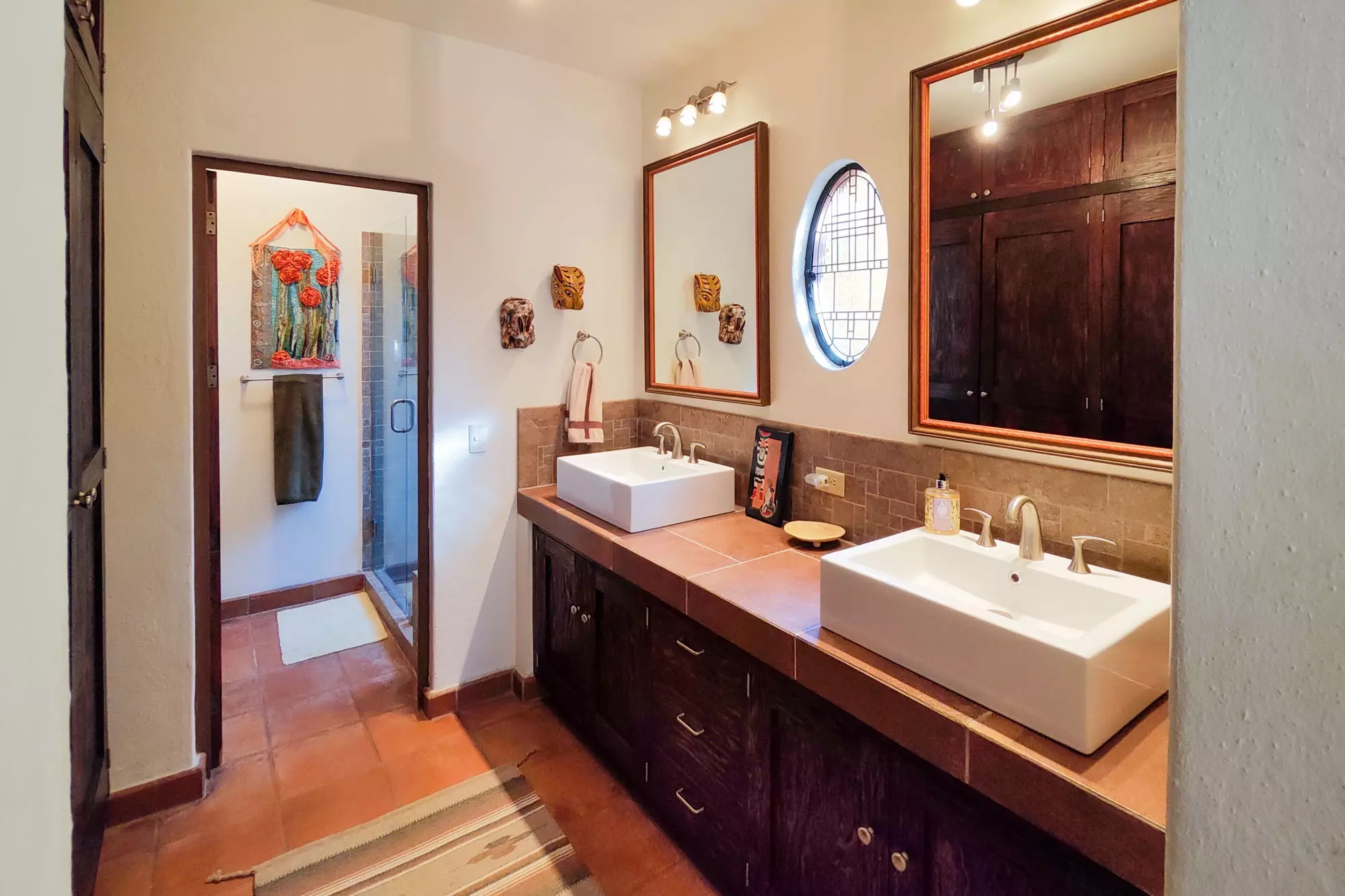 Casa Colina — Balcones, San Miguel de Allende — photo 7 — spa-inspired master bath, mexican tile elegance