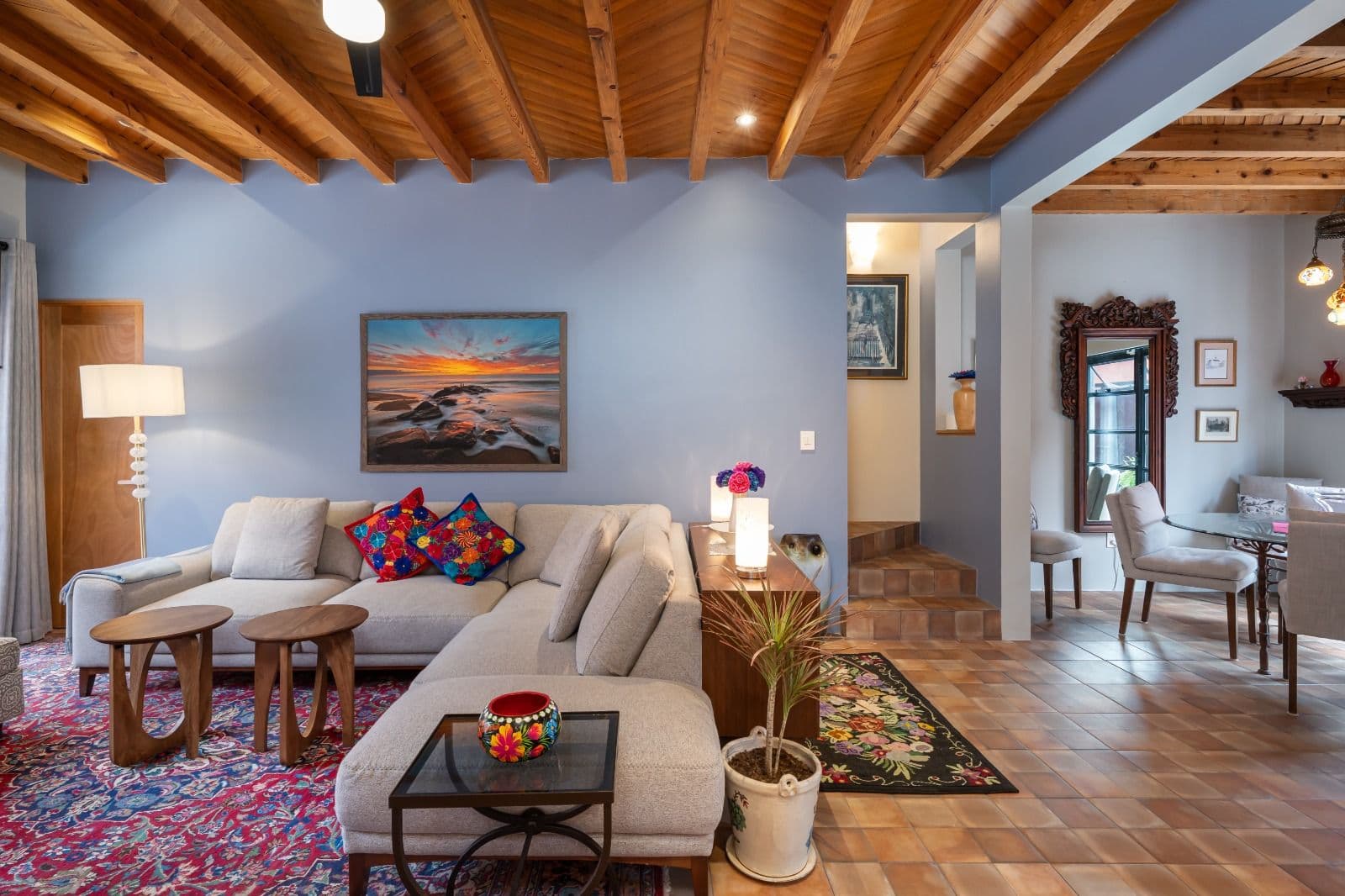 Casa Picaflores — Guadalupe, San Miguel de Allende — photo 8 — serene living space, soaring wooden beams