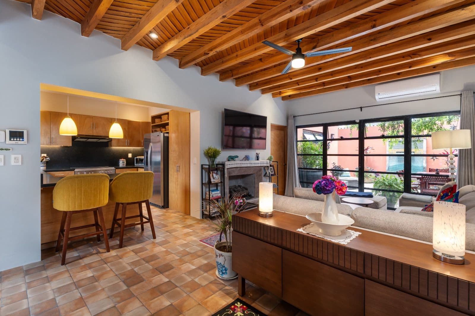 Casa Picaflores — Guadalupe, San Miguel de Allende — photo 19 — warm wood beams, open living elegance