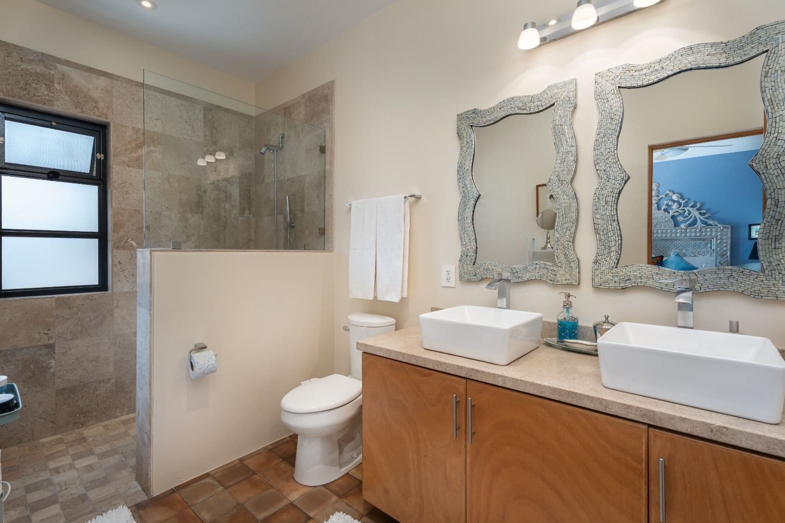 Casa Picaflores — Guadalupe, San Miguel de Allende — photo 27 — spa-inspired dual vanity bathroom oasis