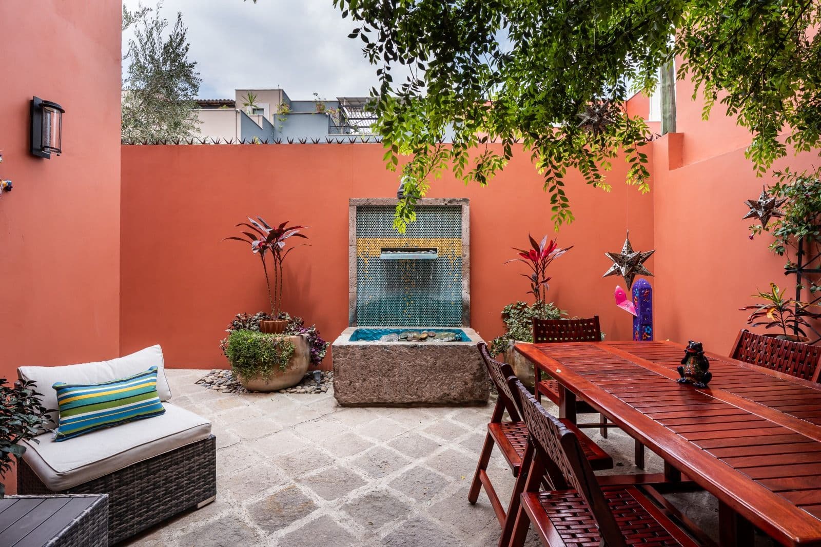 Casa Picaflores — Guadalupe, San Miguel de Allende — photo 17 — vibrant courtyard, fountain, entertaining elegance