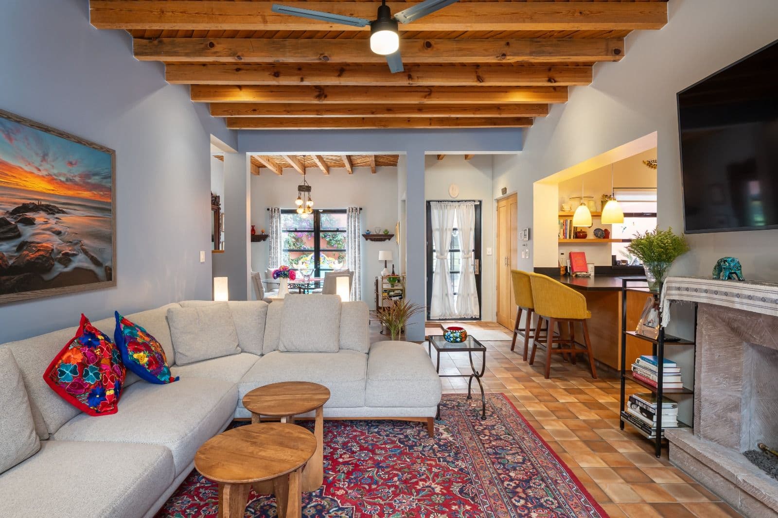 Casa Picaflores — Guadalupe, San Miguel de Allende — photo 12 — rustic beams, open-concept living elegance