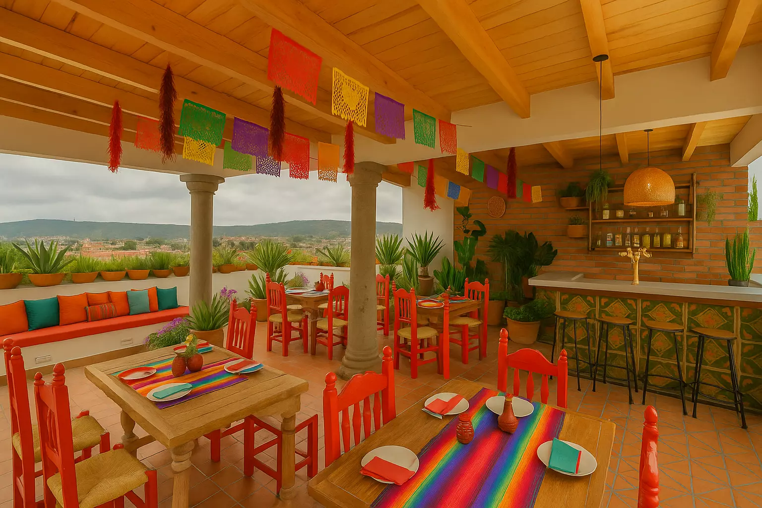 Casa Sara — Lindavista, San Miguel de Allende — photo 31 — vibrant mexican entertaining terrace oasis