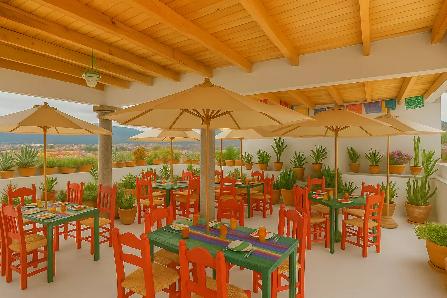 Casa Sara — Lindavista, San Miguel de Allende — photo 30 — vibrant terrace with panoramic valley views