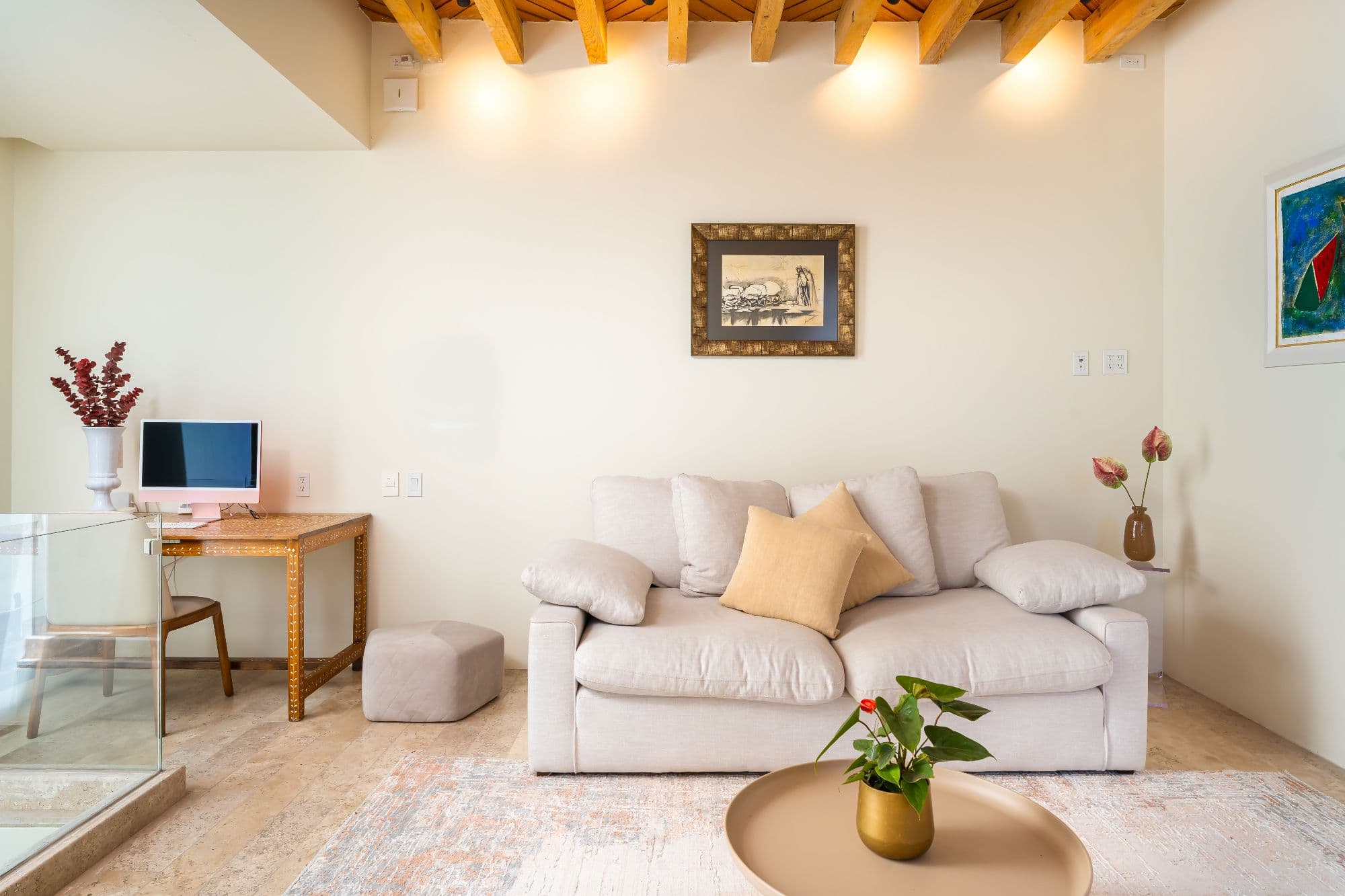 Casa Organza — Centro, San Miguel de Allende — photo 24 — serene living space, rustic beams, natural light