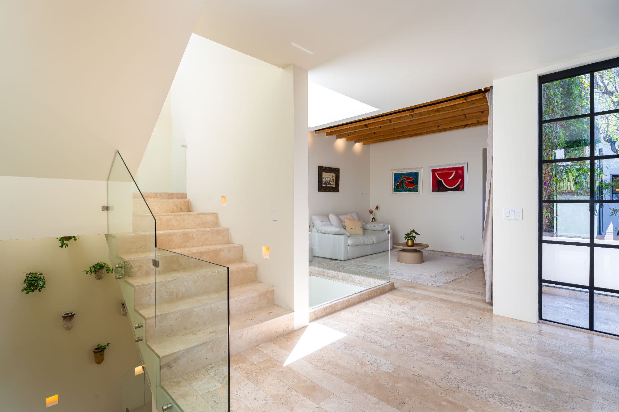 Casa Organza — Centro, San Miguel de Allende — photo 23 — luminous modern living, travertine elegance