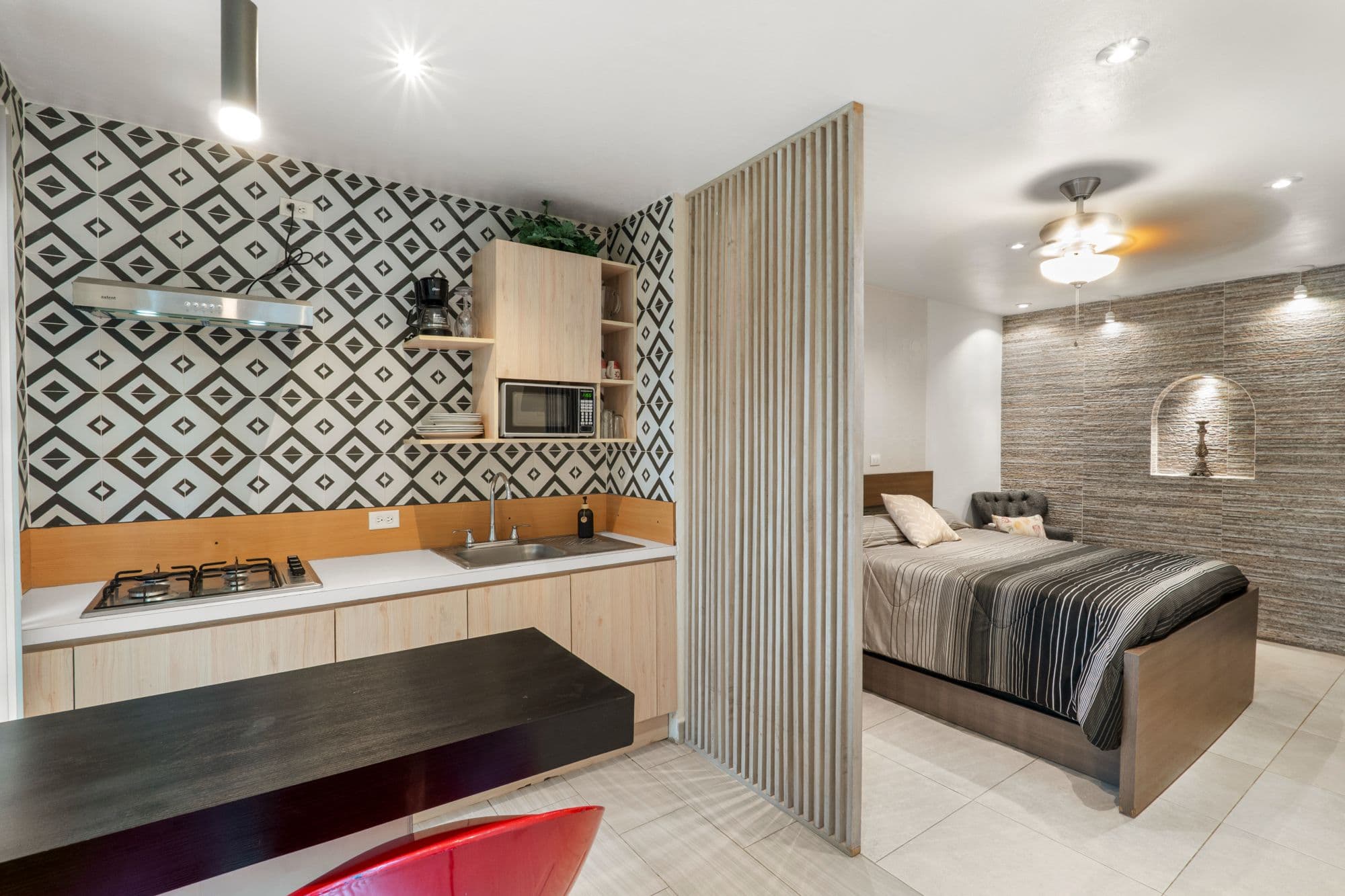 Depas Oratorio — Centro, San Miguel de Allende — photo 17 — modern studio with sophisticated kitchen integration