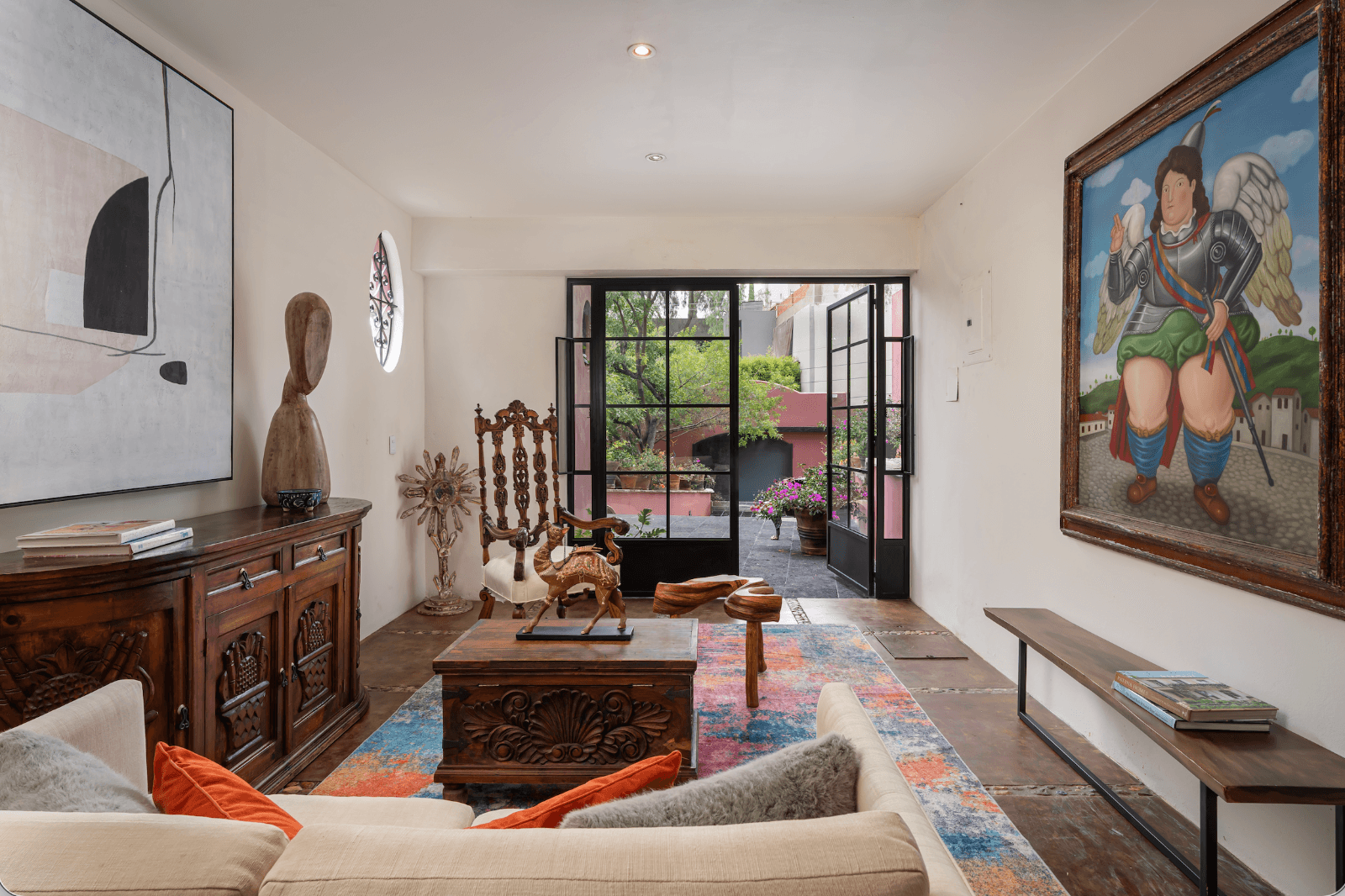 Casa del Arroyo — Ojo de Agua, San Miguel de Allende — photo 22 — elegant living room, curated art collection