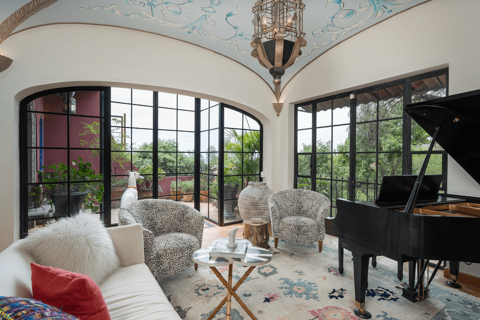 Casa del Arroyo — Ojo de Agua, San Miguel de Allende — photo 5 — luminous music room, soaring ceilings, verdant views