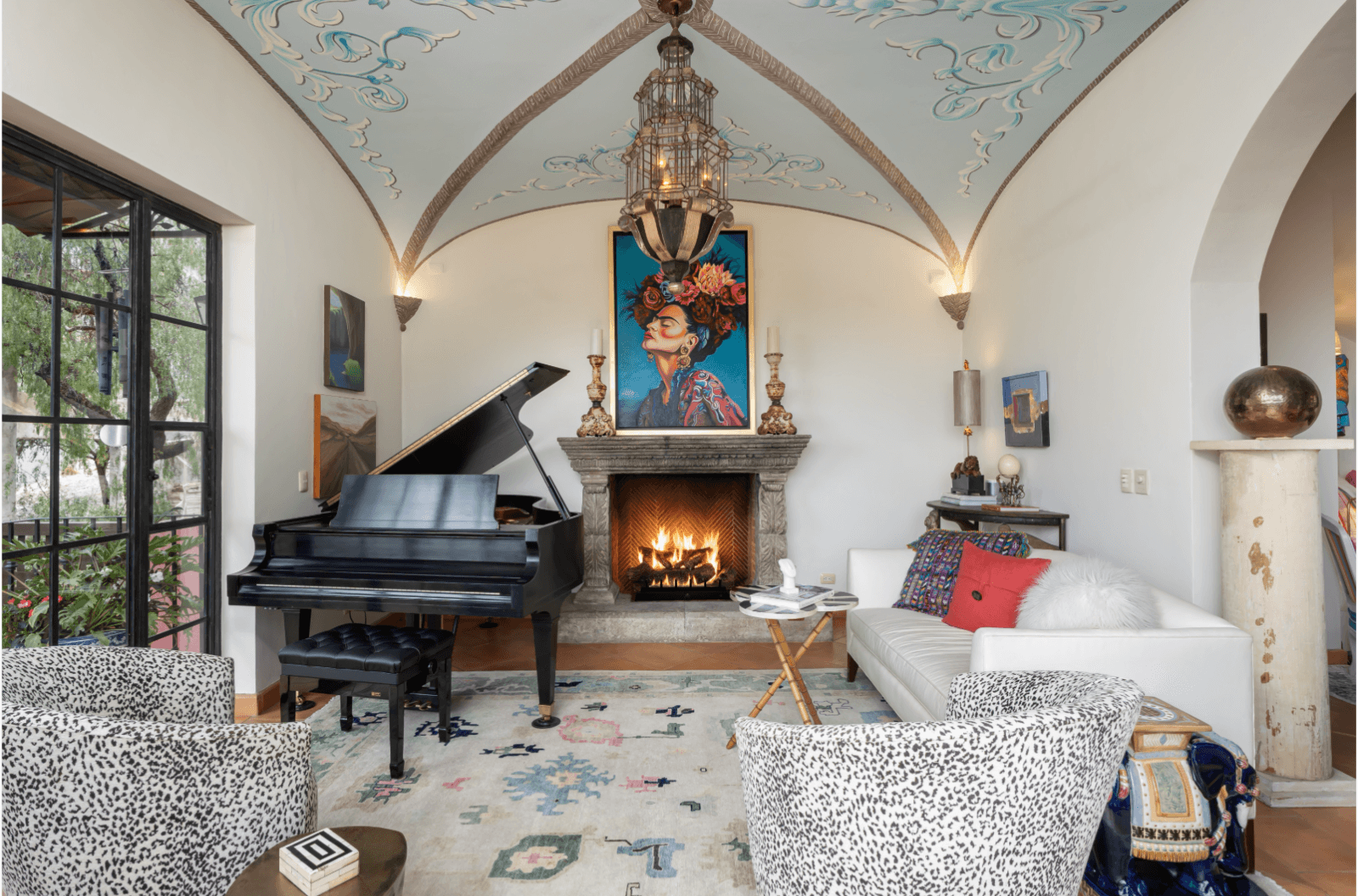 Casa del Arroyo — Ojo de Agua, San Miguel de Allende — photo 2 — graceful vaulted bedroom with fireplace elegance