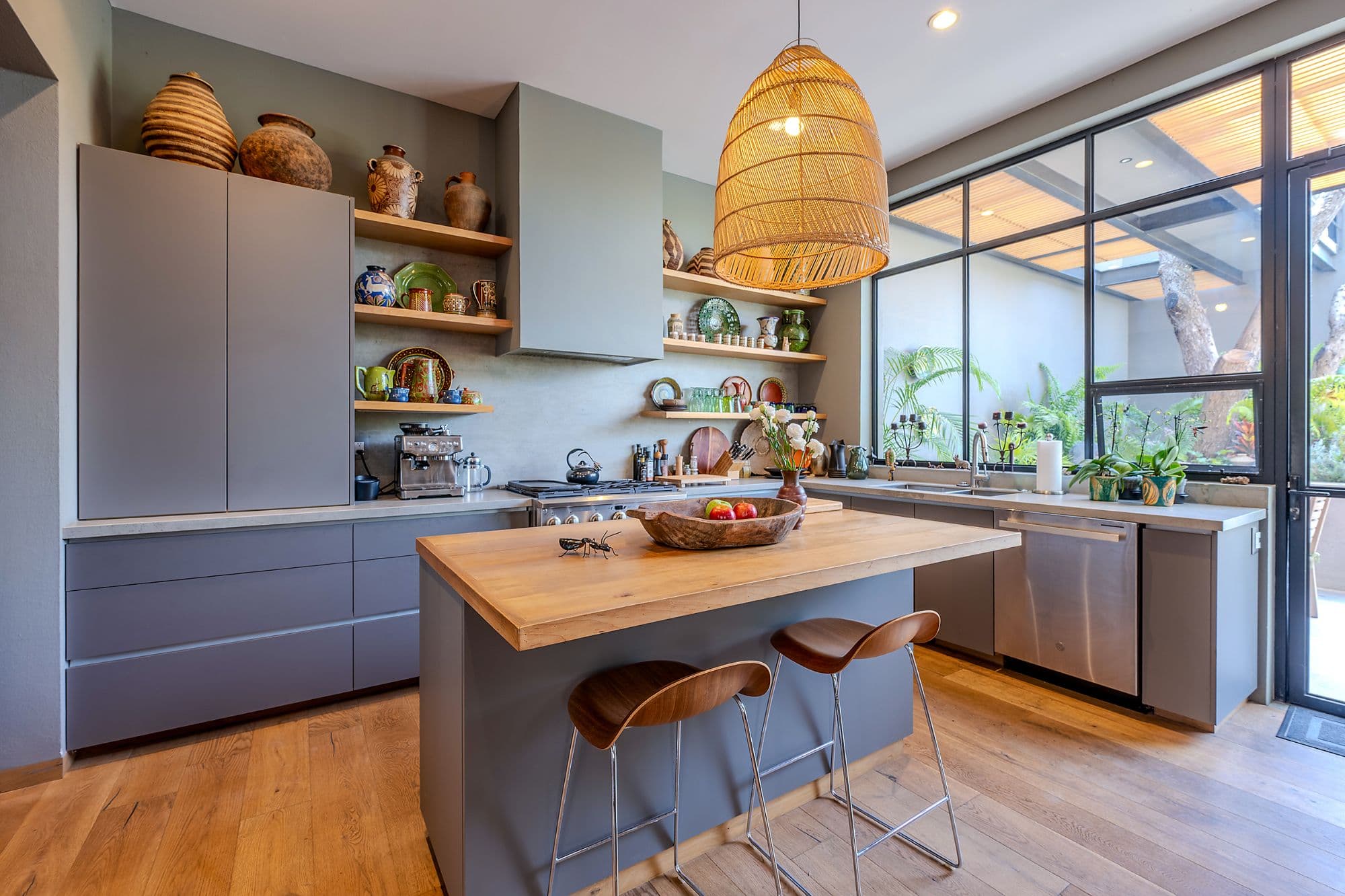 Casa Pirules — Centro, San Miguel de Allende — photo 2 — contemporary chef's kitchen with garden views