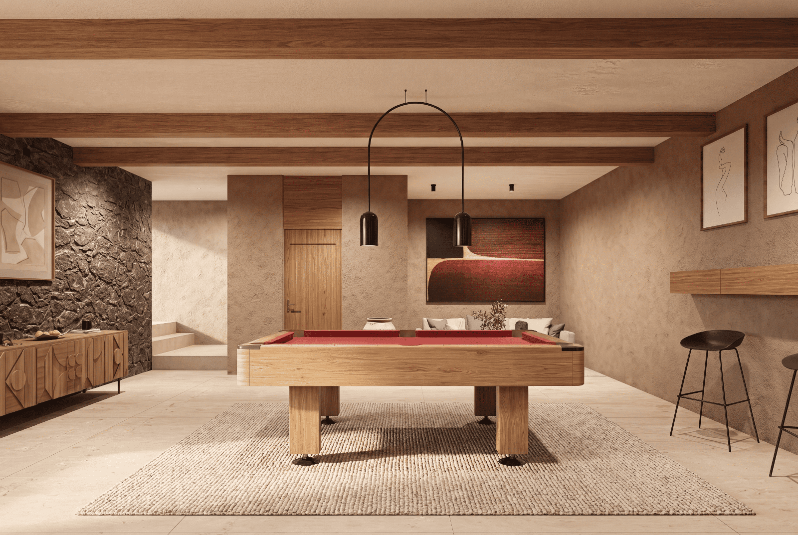 ORIZABA - Residencia 3 — San Antonio, San Miguel de Allende — photo 14 — sophisticated recreation room, warm wood beams