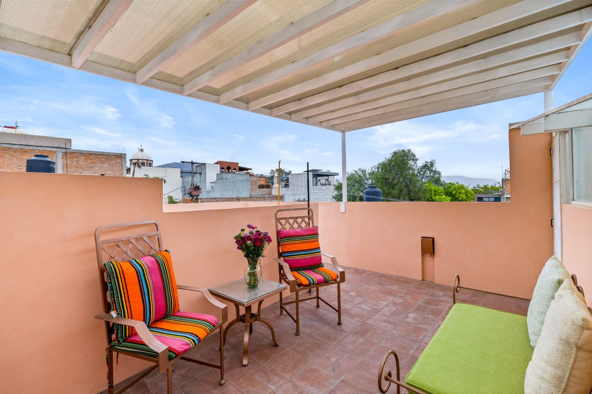 Casa la Luz — San Antonio, San Miguel de Allende — photo 22 — bright rooftop terrace, mountain views