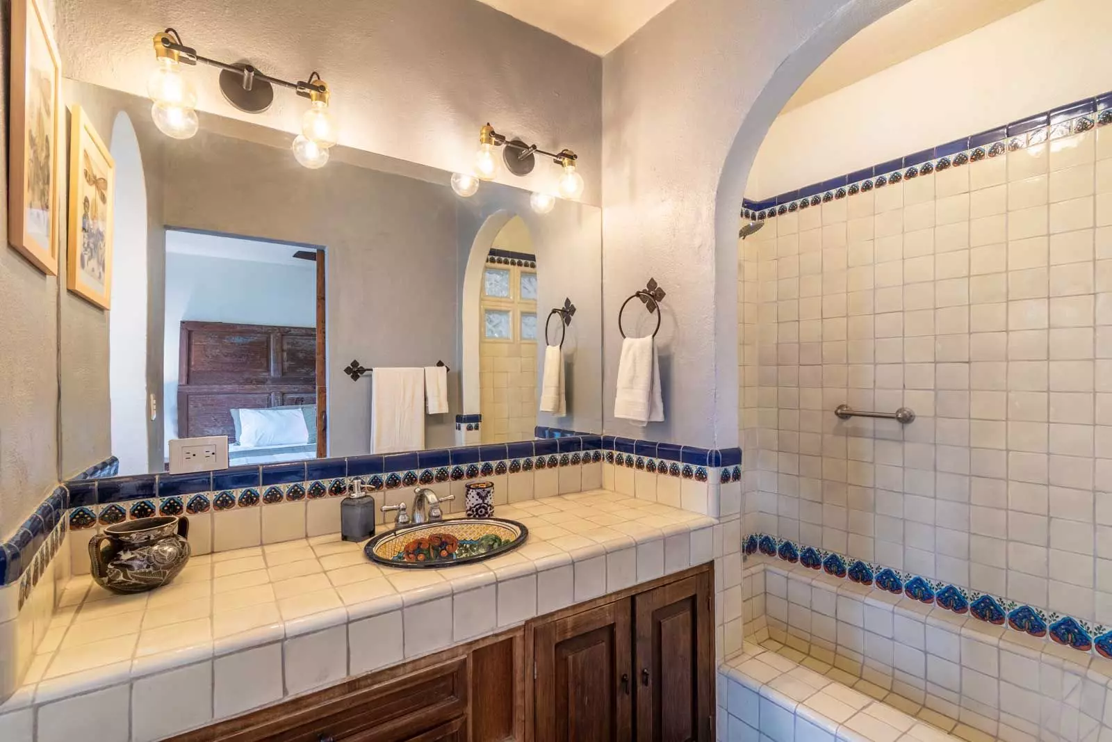 CASA OLIVO — Guadalupe, San Miguel de Allende — photo 14 — authentic mexican tile bathroom elegance