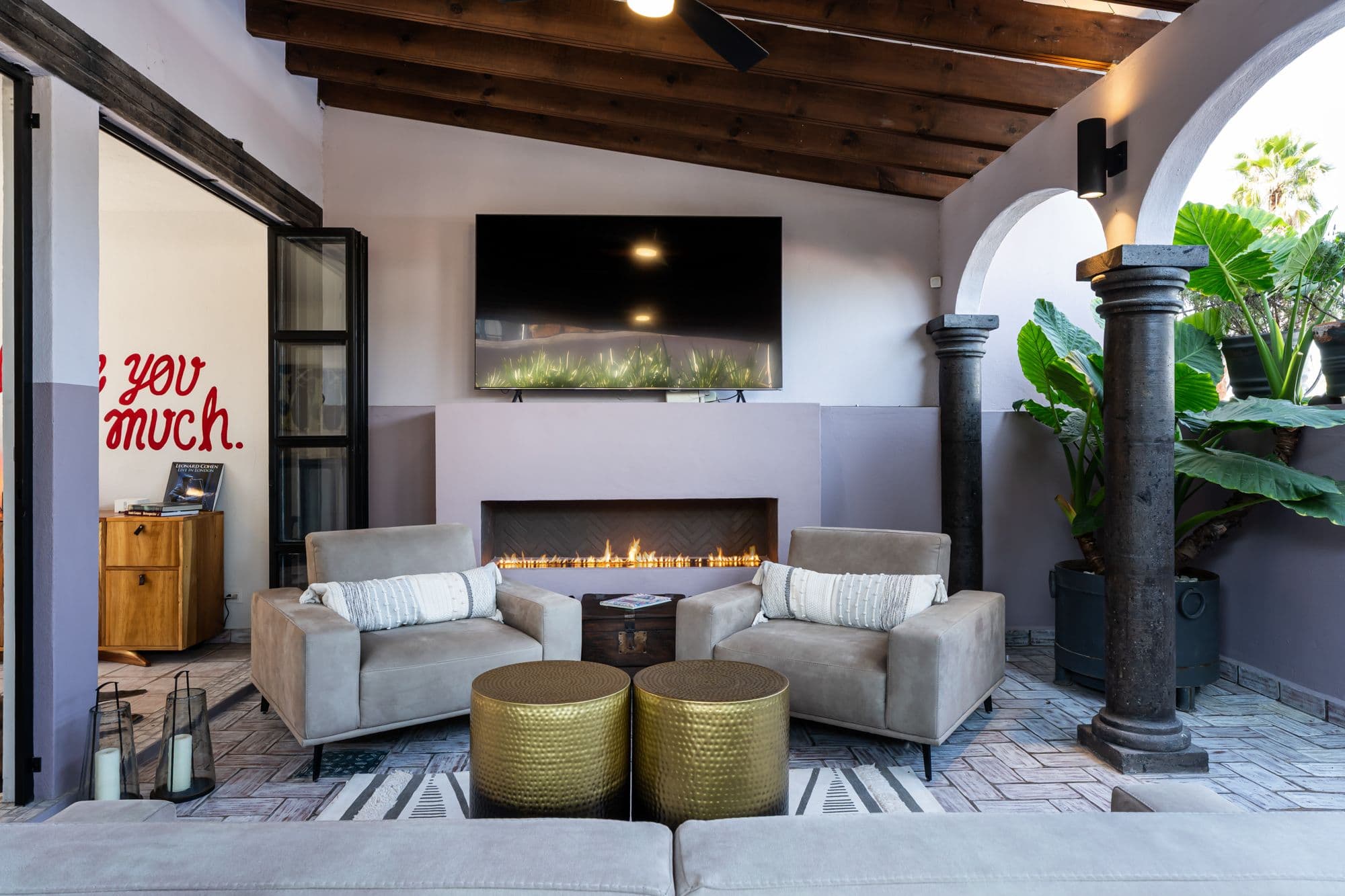 Casa Bruno — Guadalupe, San Miguel de Allende — photo 23 — contemporary fireplace lounge with architectural charm