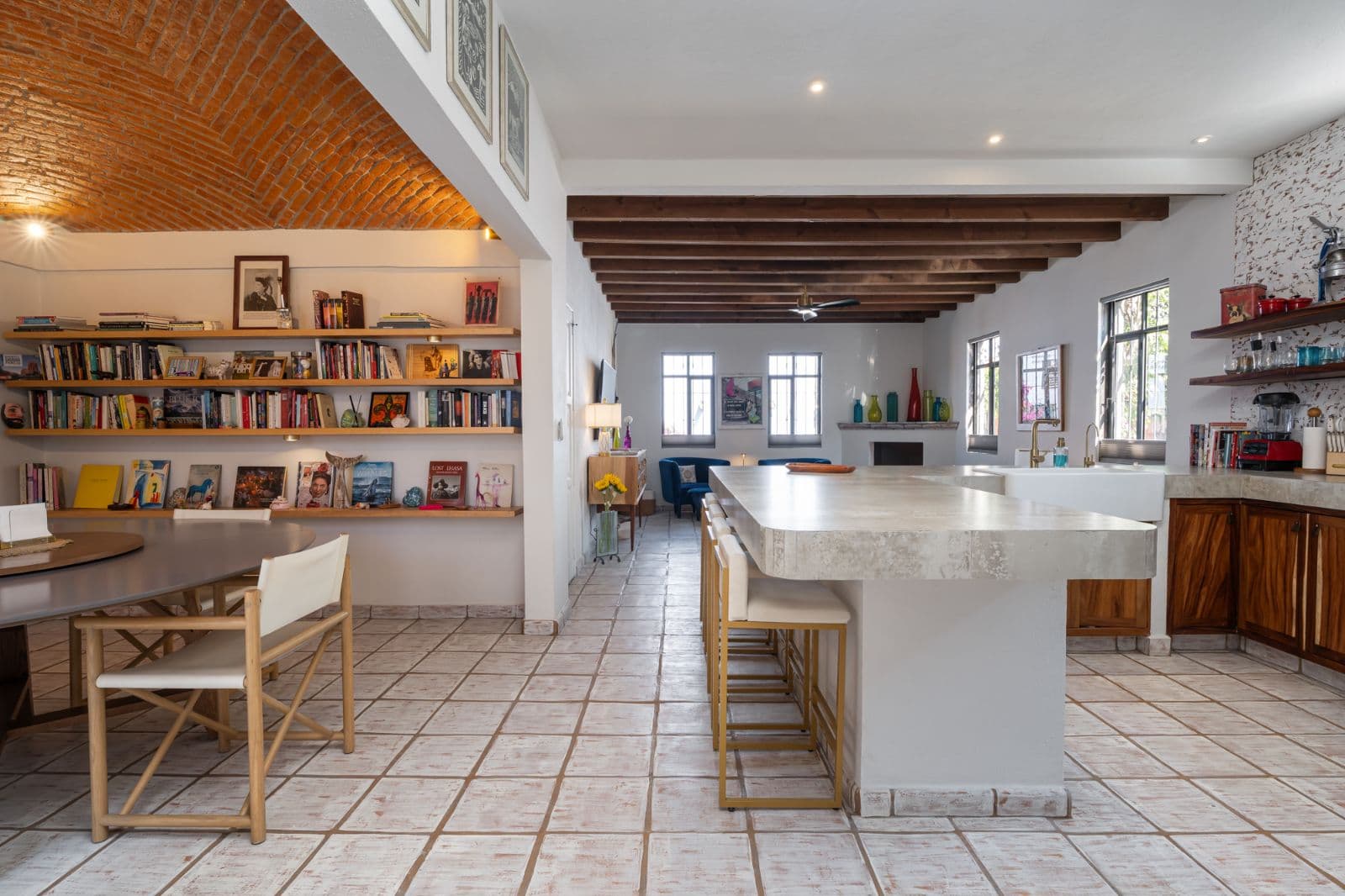 Casa Bruno — Guadalupe, San Miguel de Allende — photo 2 — luminous open-concept living with rustic beams
