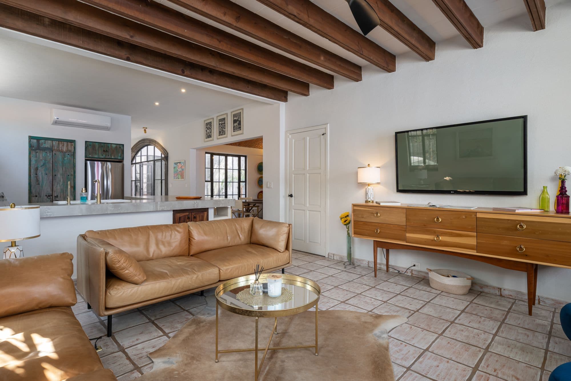 Casa Bruno — Guadalupe, San Miguel de Allende — photo 9 — sophisticated open living with rustic beams