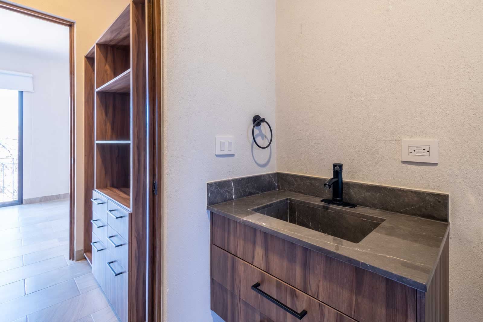 La Estación Studio — Centro, San Miguel de Allende — photo 8 — spa-inspired bathroom with stone finishes