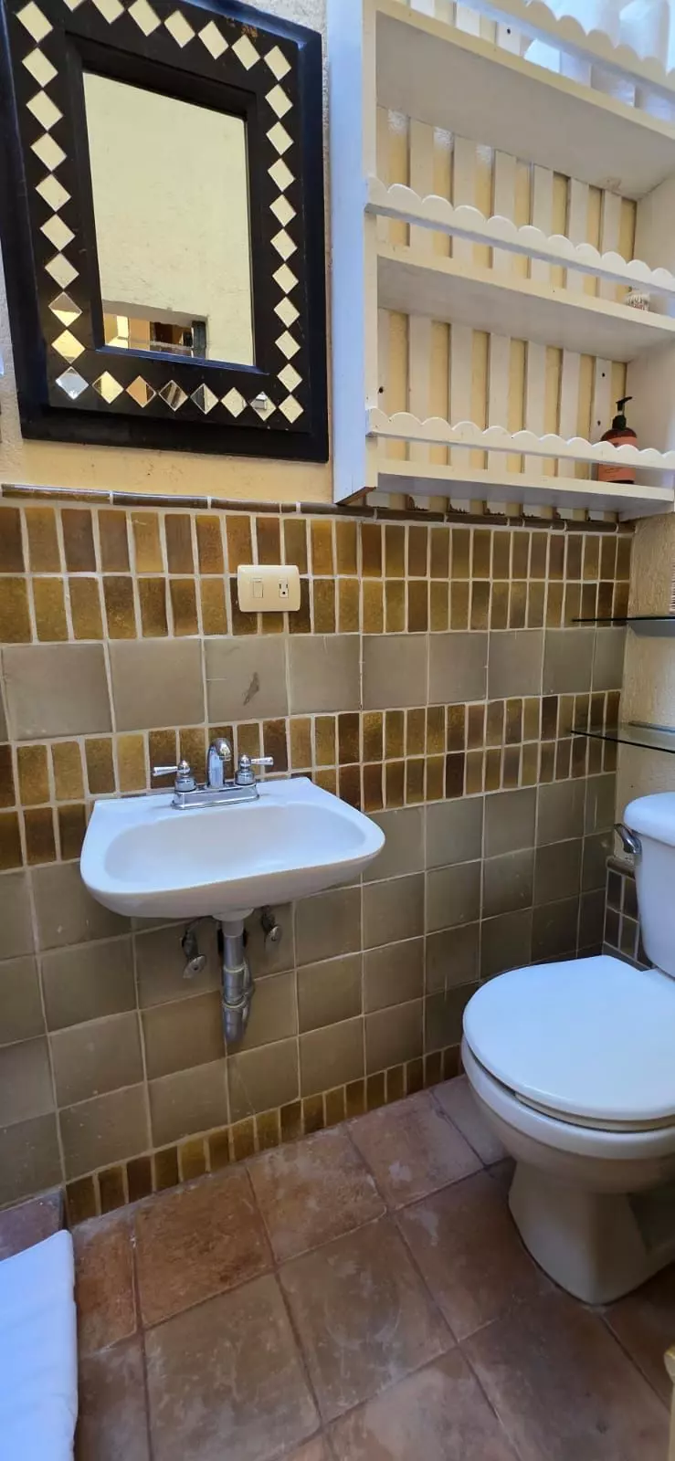 Casa Farolito — Guadalupe, San Miguel de Allende — photo 11 — charming vintage bath, authentic tile details