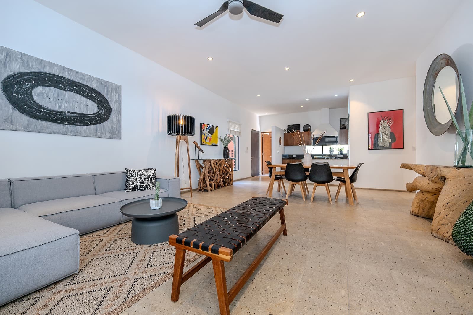 Modern Ground-Level Condo Near Centro — San Antonio, San Miguel de Allende — photo 15 — contemporary open-plan living, curated artistic elegance