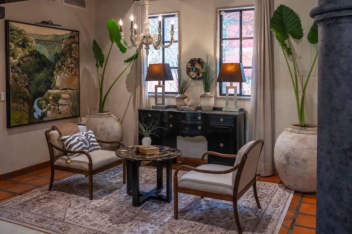 Casa Sol y Luna — Centro, San Miguel de Allende — photo 4 — elegant living room, curated botanical charm