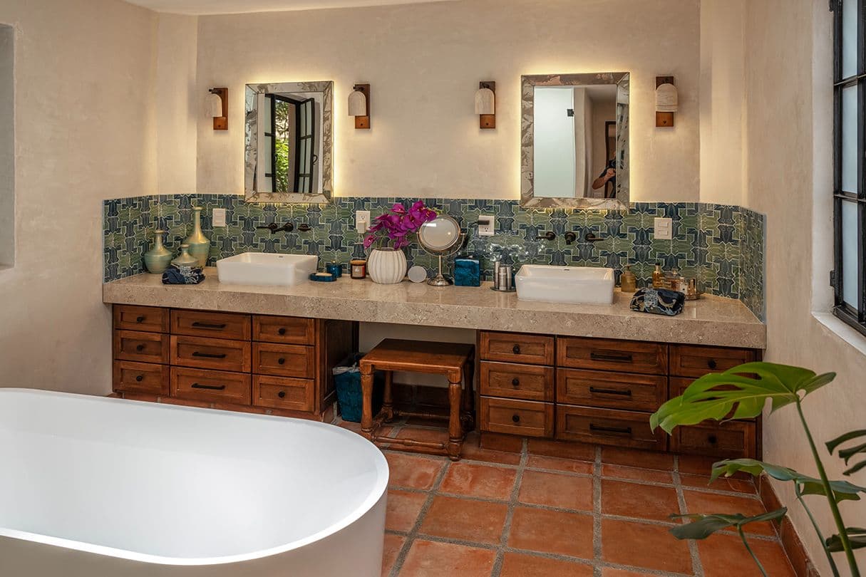 Casa Sol y Luna — Centro, San Miguel de Allende — photo 16 — artisanal spa bathroom with dual vanities