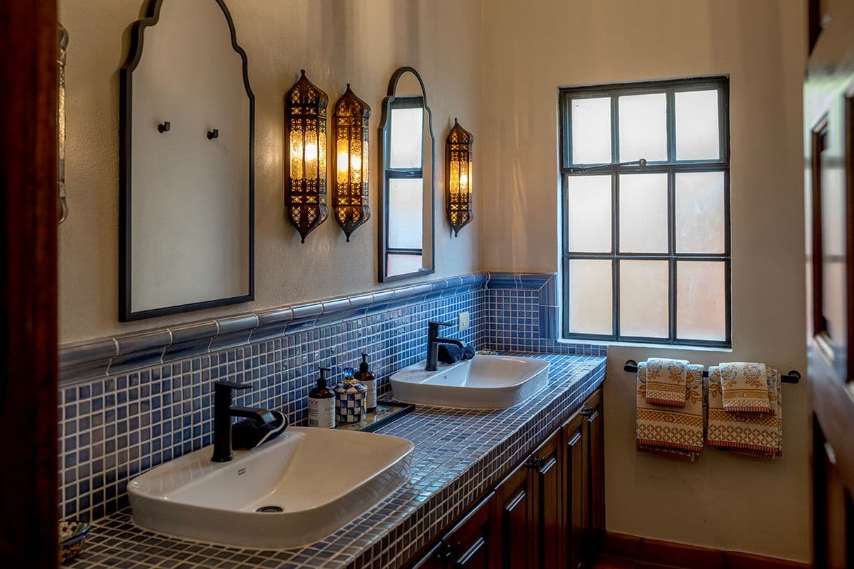 Casa Sol y Luna — Centro, San Miguel de Allende — photo 9 — artisan-tiled bathroom with moroccan elegance