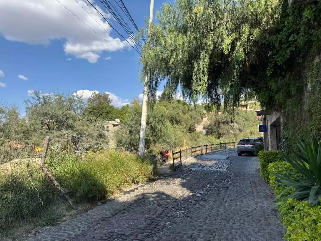 Callejón Ojo De Agua — Ojo de Agua, San Miguel de Allende — photo 7 — charming cobblestone street, verdant grounds