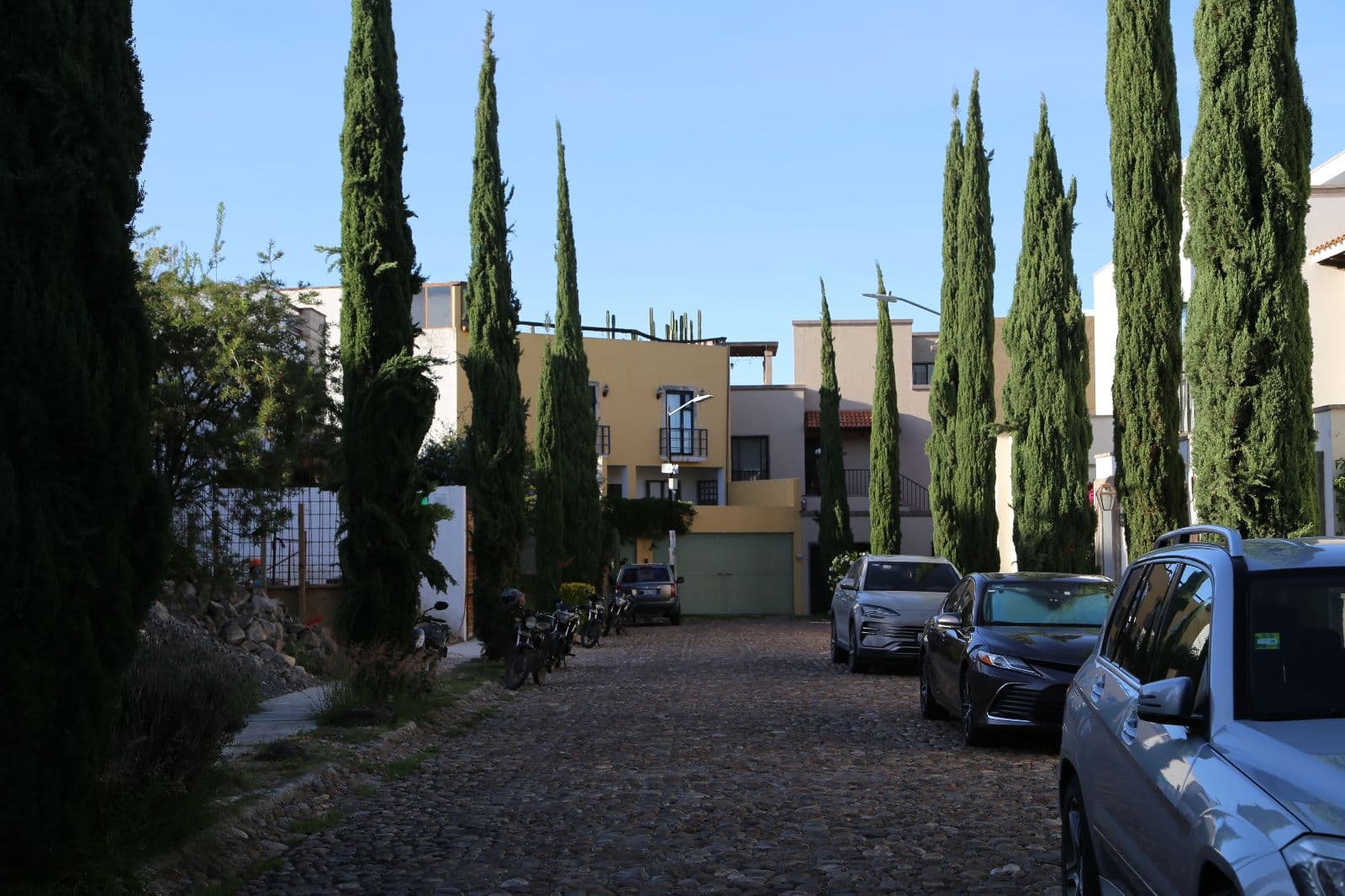 Lote San Gamaliel 52 — El Paraiso, San Miguel de Allende — photo 3 — charming cobblestone entry, mature cypress allure