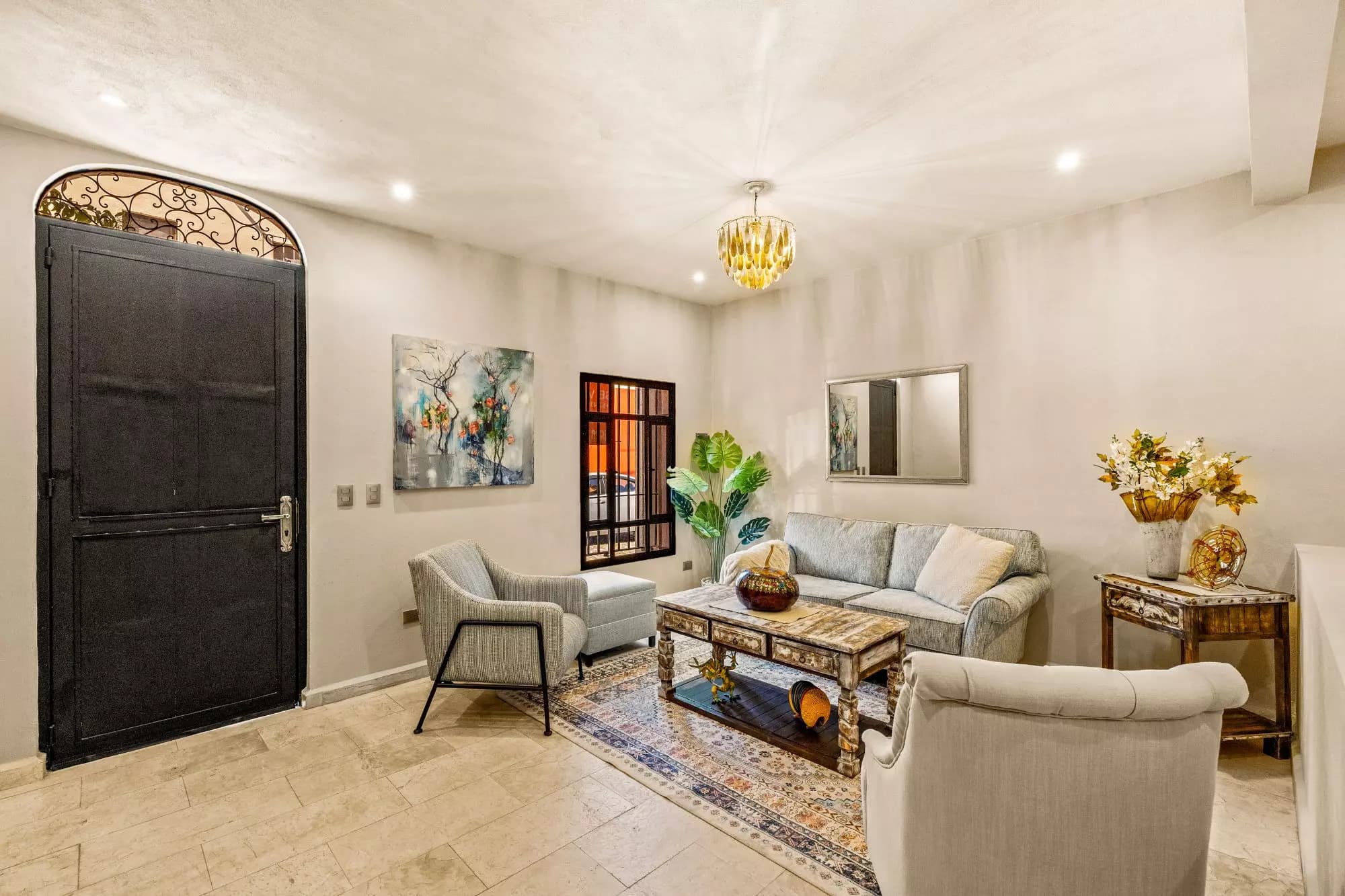 Casa Del Farolito — Guadalupe, San Miguel de Allende — photo 4 — elegant living room, timeless sophistication