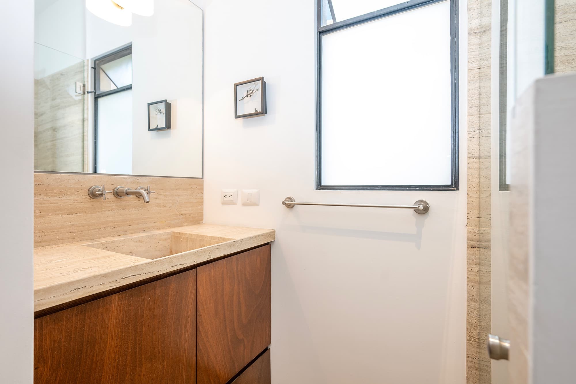Ground Level Condo — San Antonio, San Miguel de Allende — photo 19 — spa-inspired bathroom with warm wood finishes